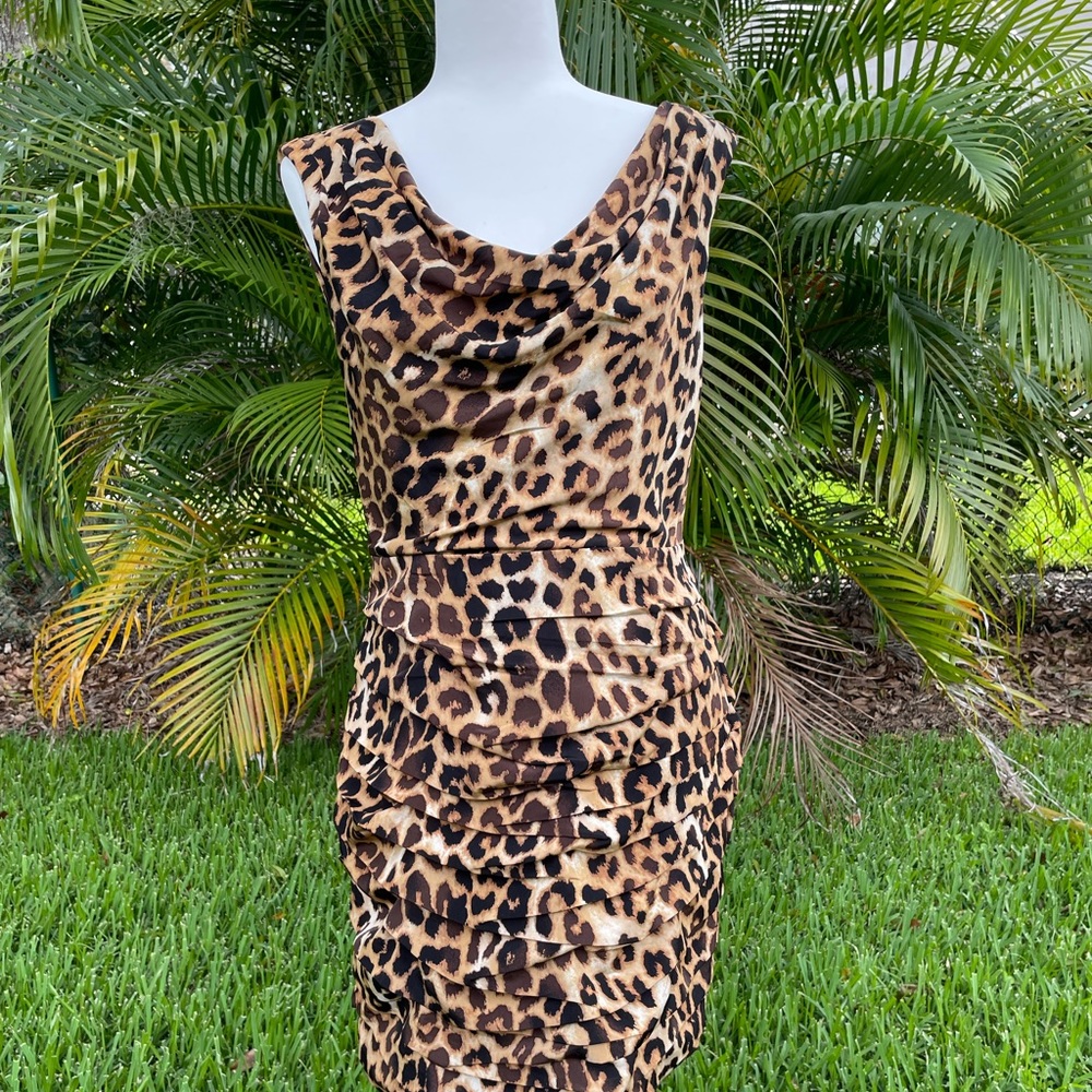 Express Ruched bodycon leopard print dress